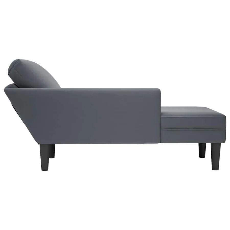 Fauteuil long et coussin et accoudoir droit gris foncé velours - 5