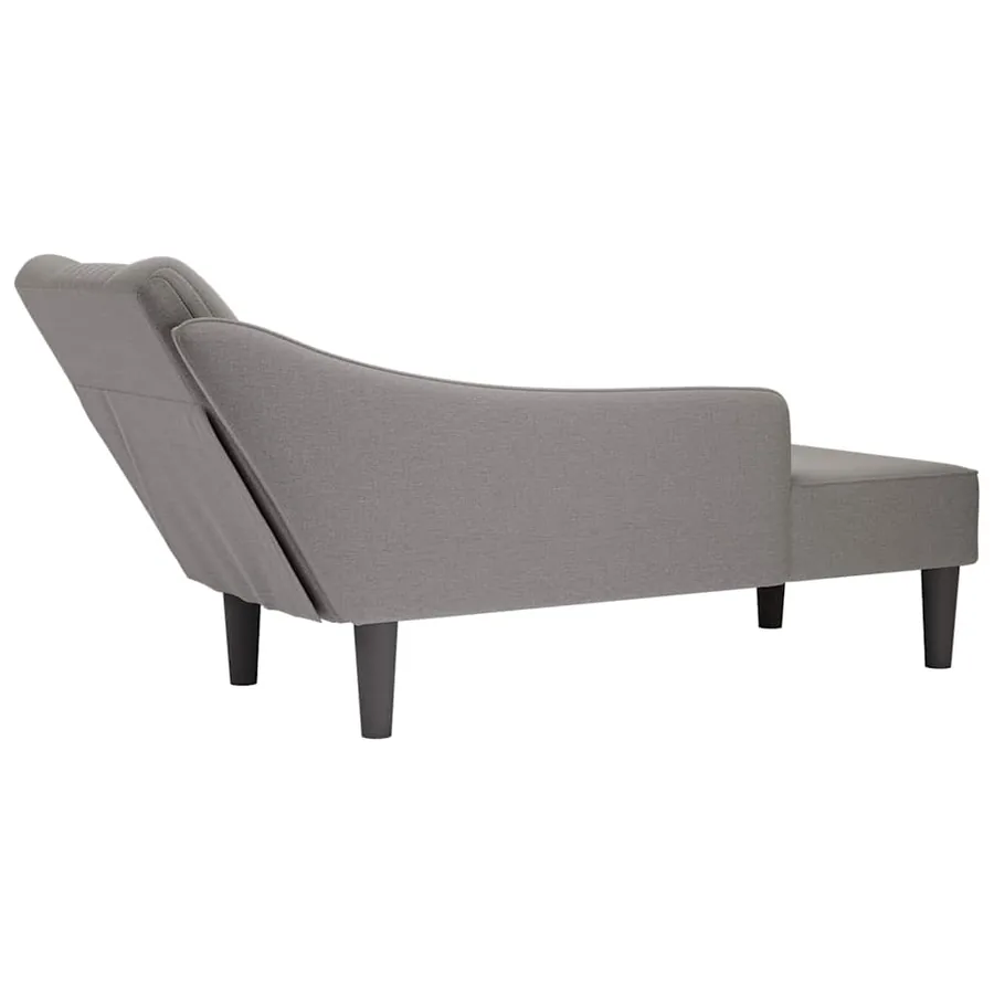 Fauteuil long avec accoudoir droit taupe tissu - 6