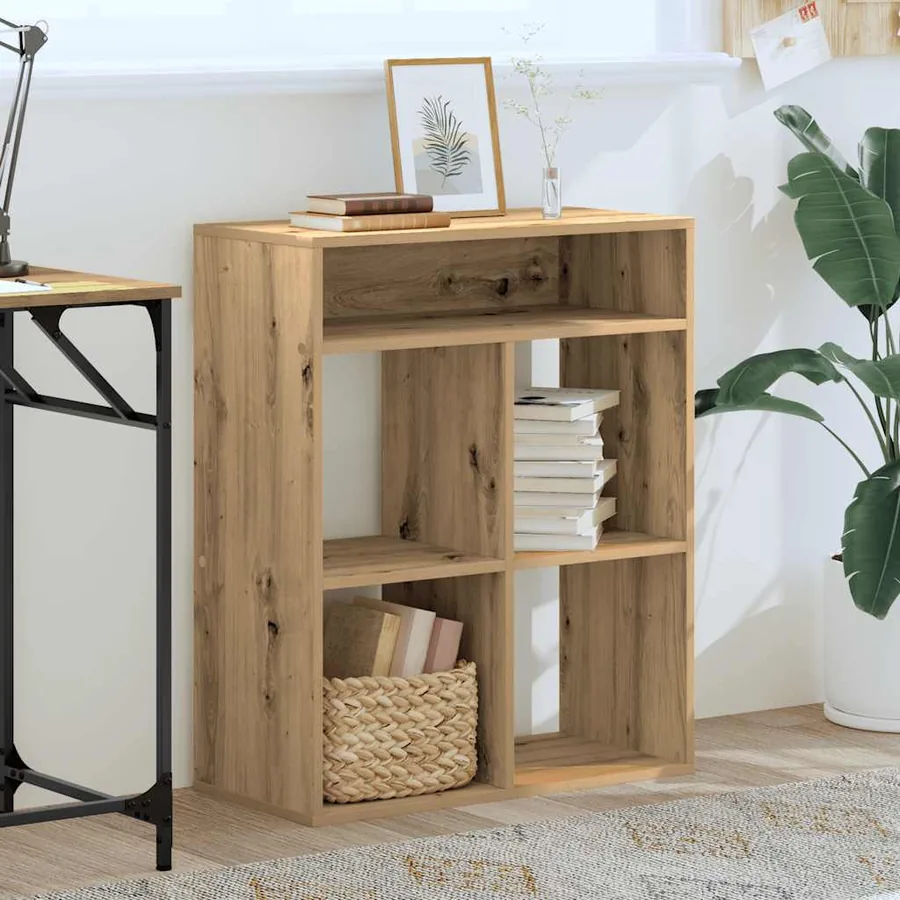 Bibliothèque chêne artisanal 66x31x80 cm bois d'ingénierie - 3