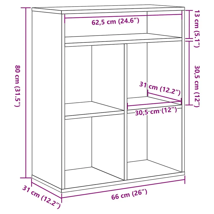 Bibliothèque chêne artisanal 66x31x80 cm bois d'ingénierie - 9