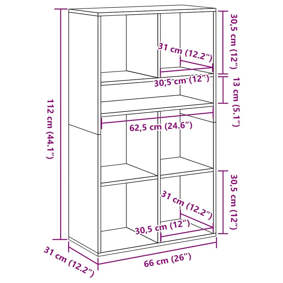 Bibliothèque noir 66x31x112 cm bois d'ingénierie - 9