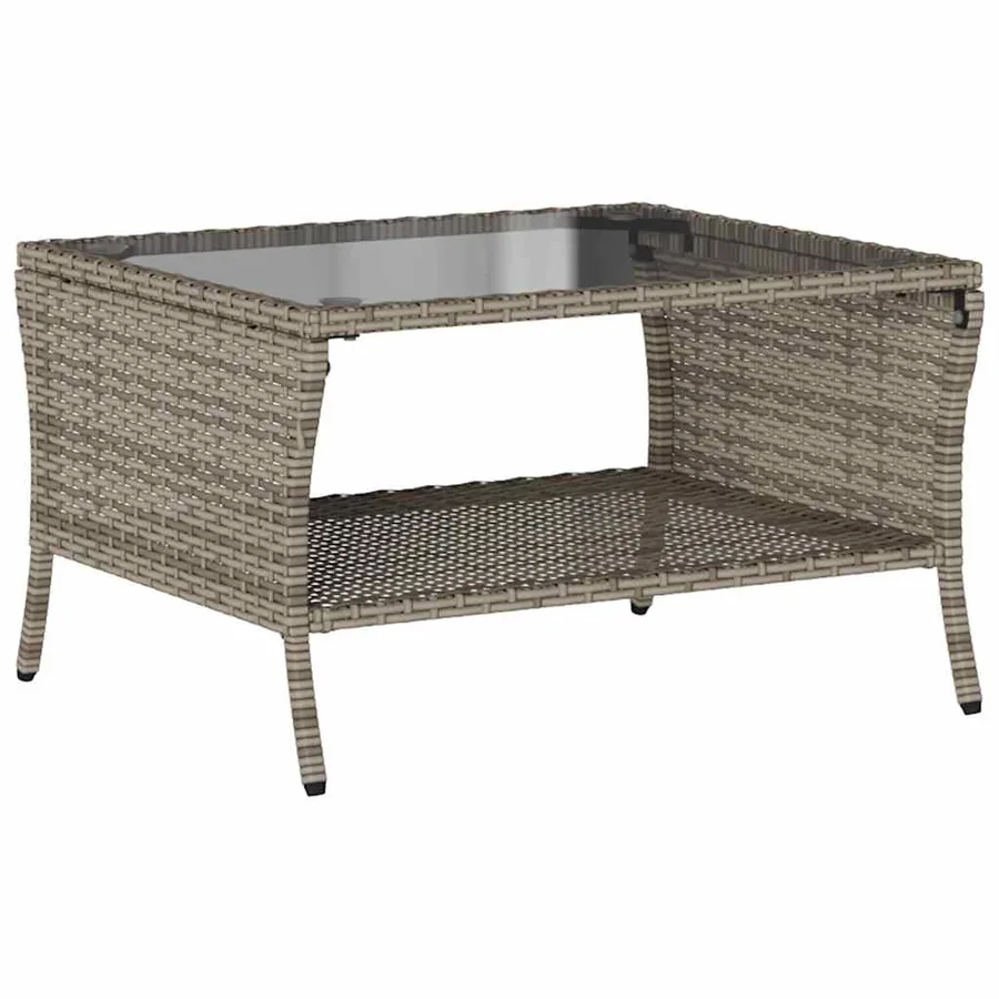Canapé de jardin 2 places coussins et table gris résine tressée - 8