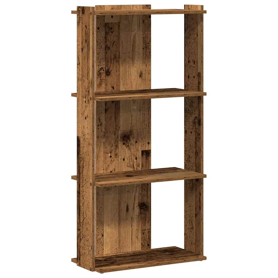 Bibliothèque à 3 niveaux vieux bois 60x30x120cm bois ingénierie - 2