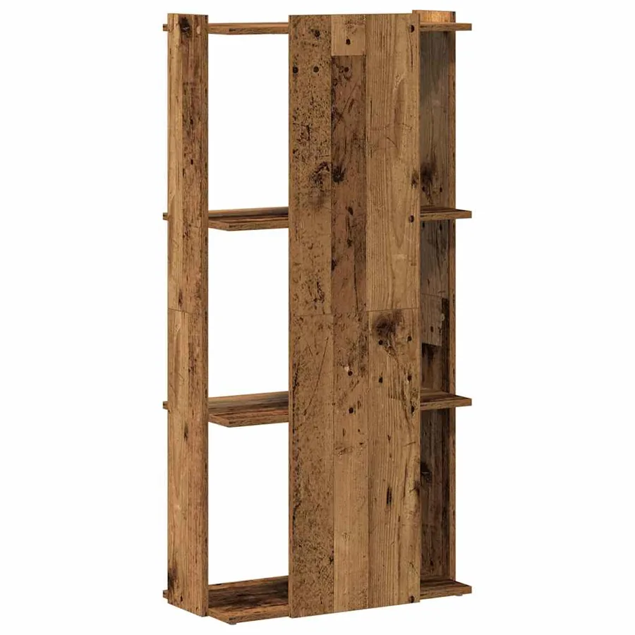 Bibliothèque à 3 niveaux vieux bois 60x30x120cm bois ingénierie - 6