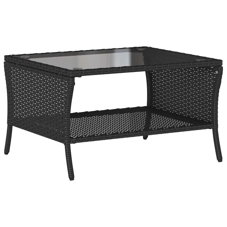 Canapé de jardin 2 places coussins et table noir résine tressée - 8