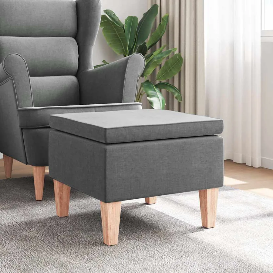 Tabouret avec pieds en bois Gris foncé Tissu