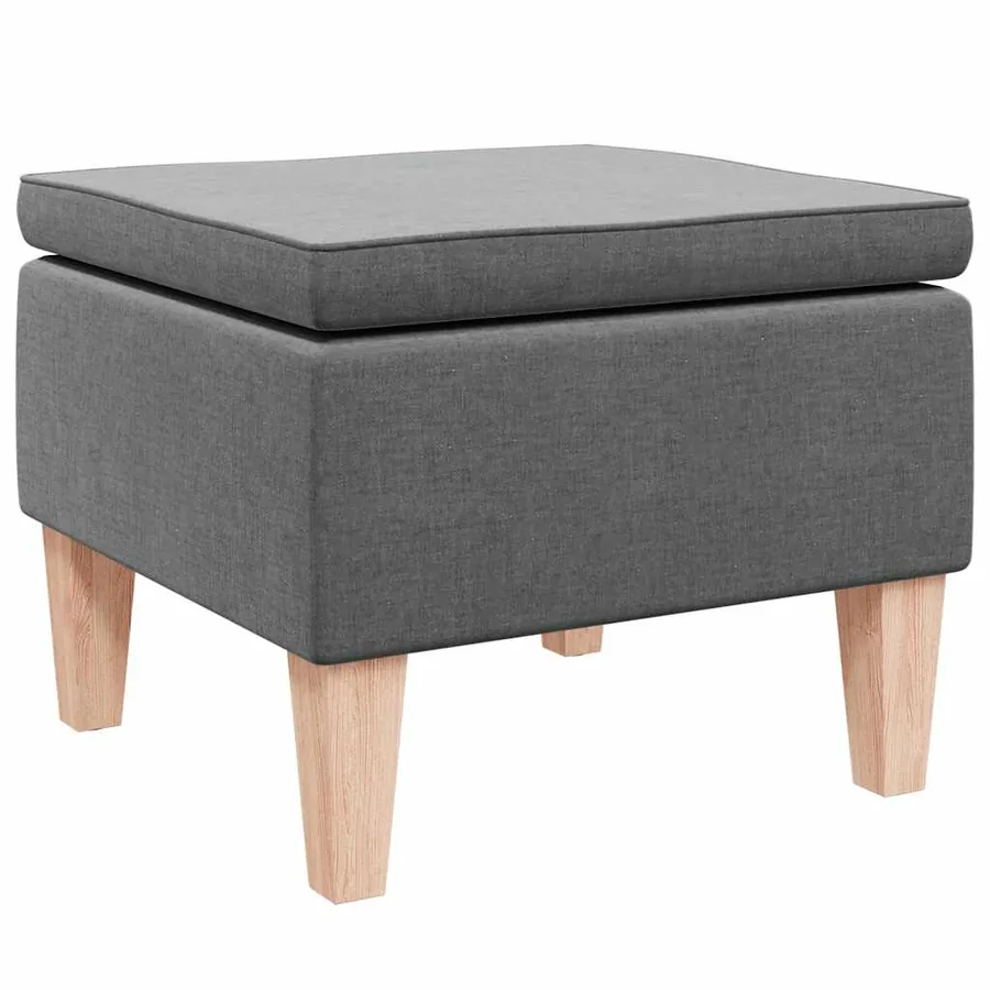 Tabouret avec pieds en bois Gris foncé Tissu - 2