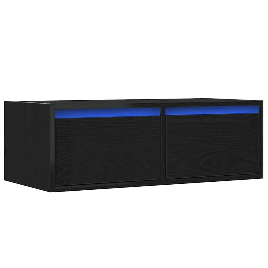 Meuble TV avec lumières LED chêne noir 75x35,5x25 cm - 3