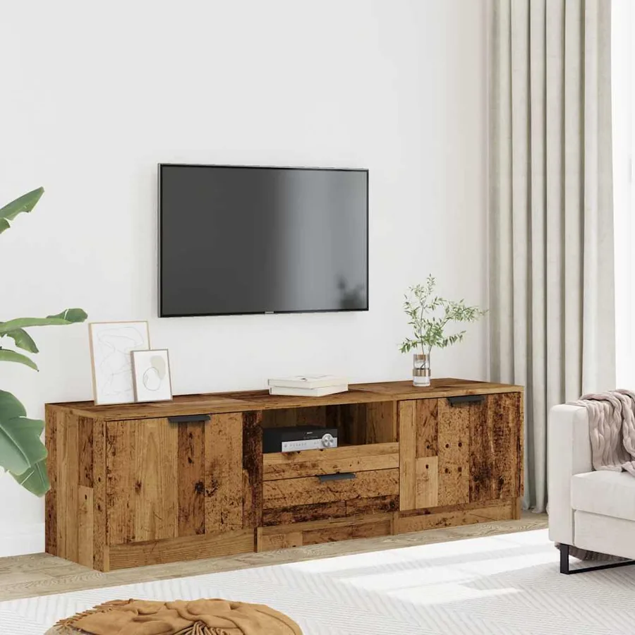 Meuble TV vieux bois 140x35x40 cm bois d'ingénierie - 3