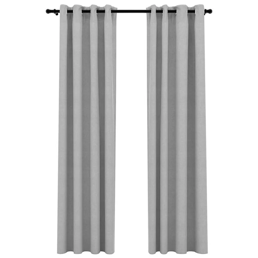 Rideaux occultants Aspect lin avec œillets 2 pcs Gris 140x245cm - 2