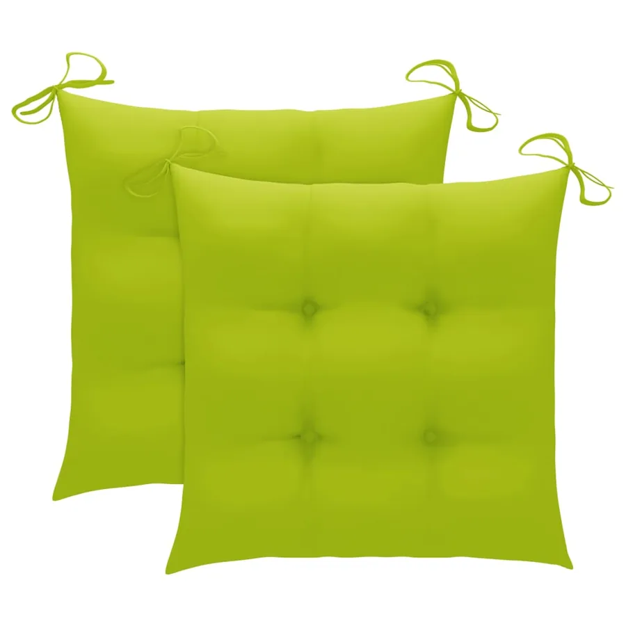 Chaises de jardin lot de 2 avec coussins vert vif Teck massif - 7