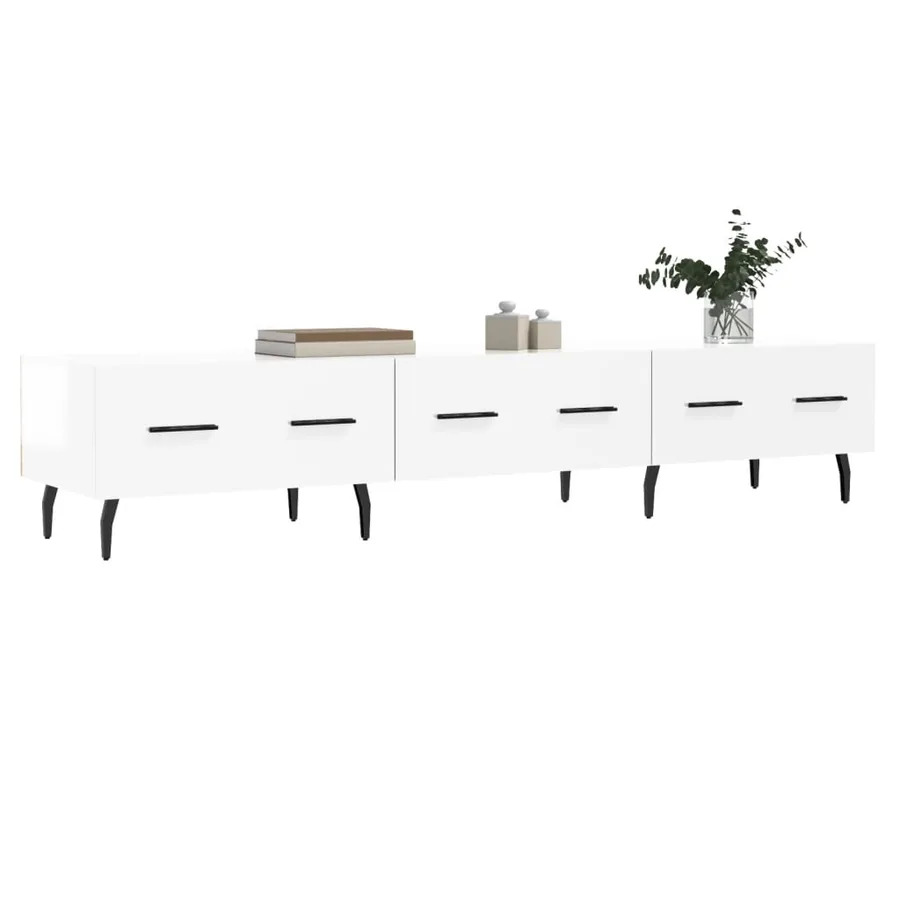 Meuble TV blanc brillant 150x36x30 cm bois d'ingénierie - 3
