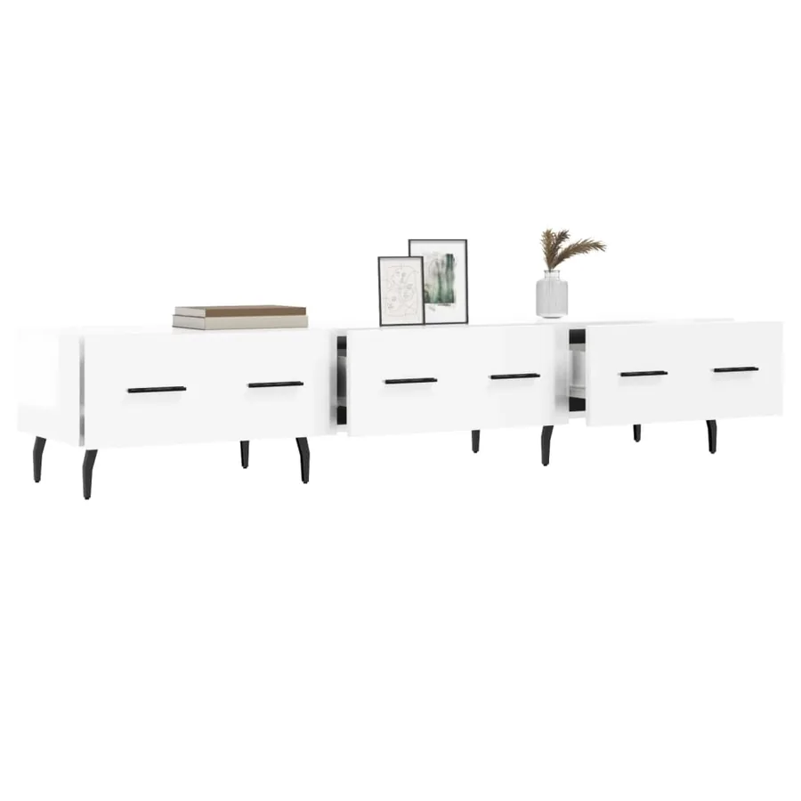 Meuble TV blanc brillant 150x36x30 cm bois d'ingénierie - 4
