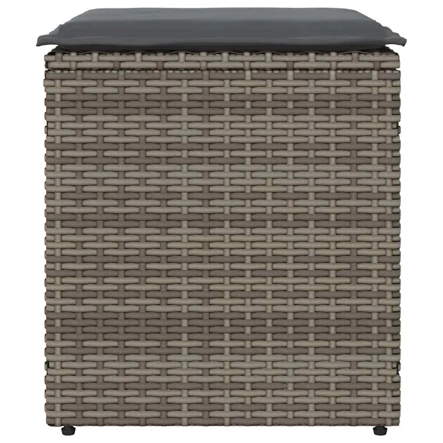 Tabourets jardin coussins lot de 2 gris 40x40x43 cm poly rotin - 4