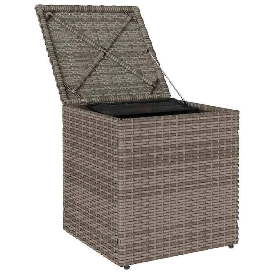 Tabourets jardin coussins lot de 2 gris 40x40x43 cm poly rotin - 6