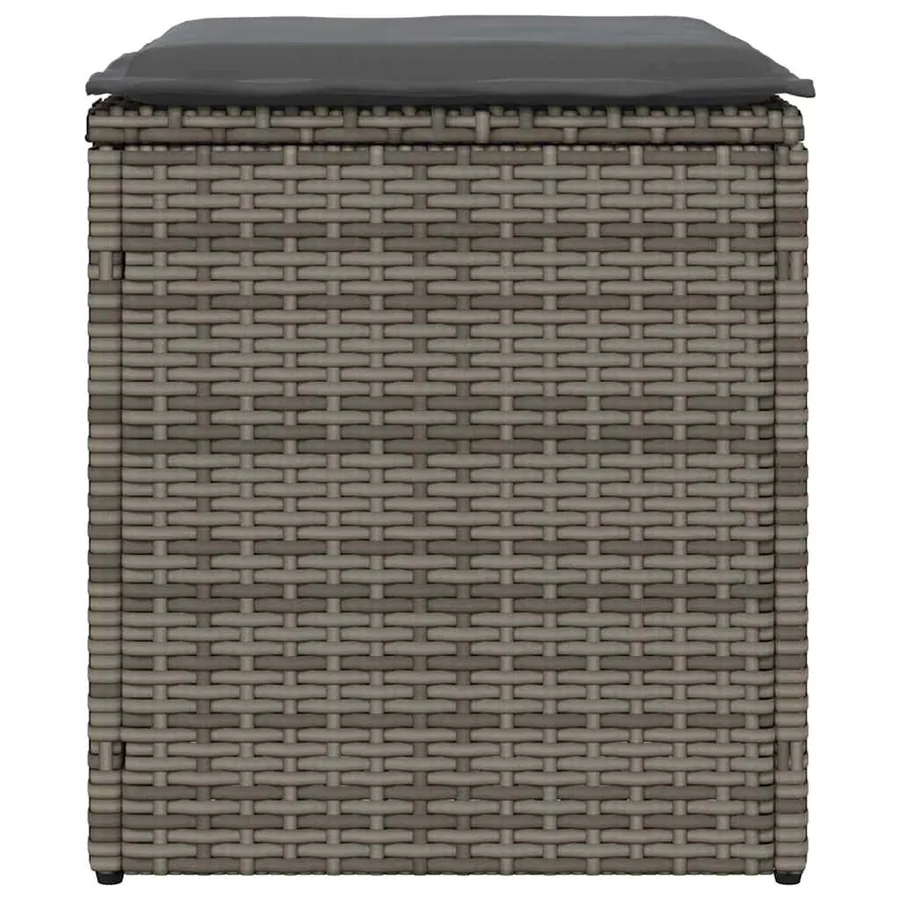 Tabourets jardin coussins lot de 2 gris 40x40x43 cm poly rotin - 7