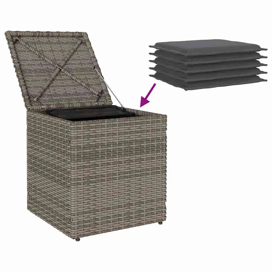 Tabourets jardin coussins lot de 2 gris 40x40x43 cm poly rotin - 9