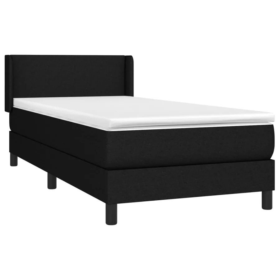 Sommier à lattes de lit avec matelas Noir 100x200 cm Tissu - 3