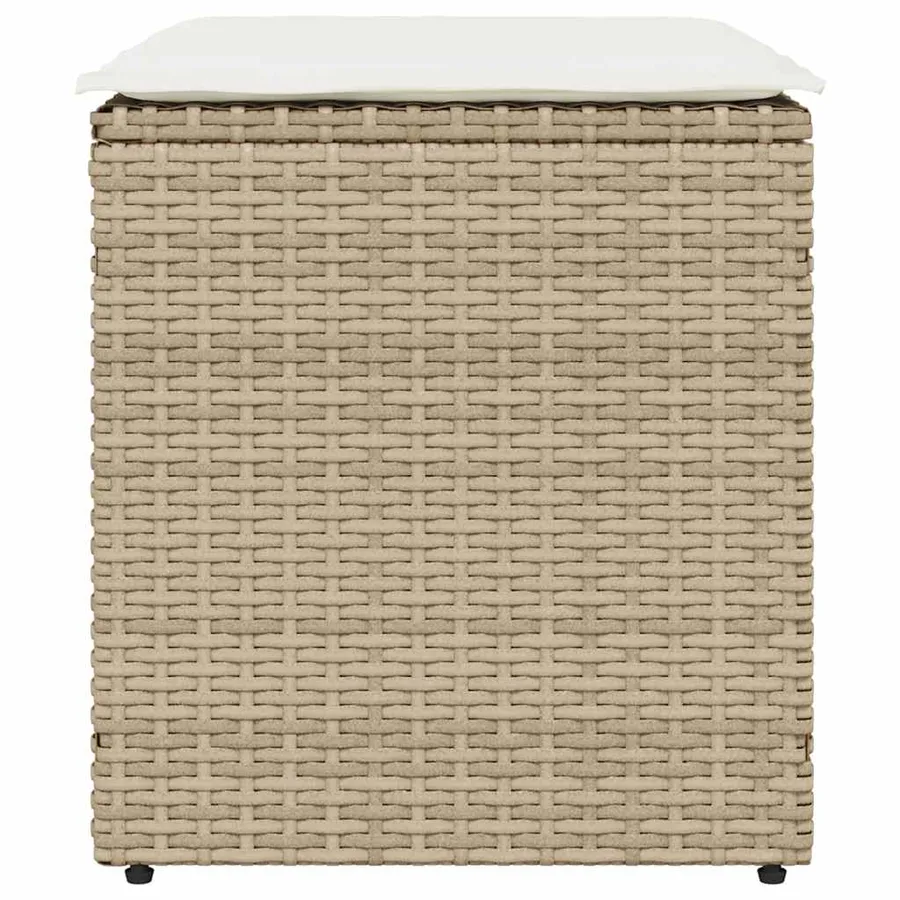 Tabourets de jardin avec coussins lot de 2 beige résine tressée - 4