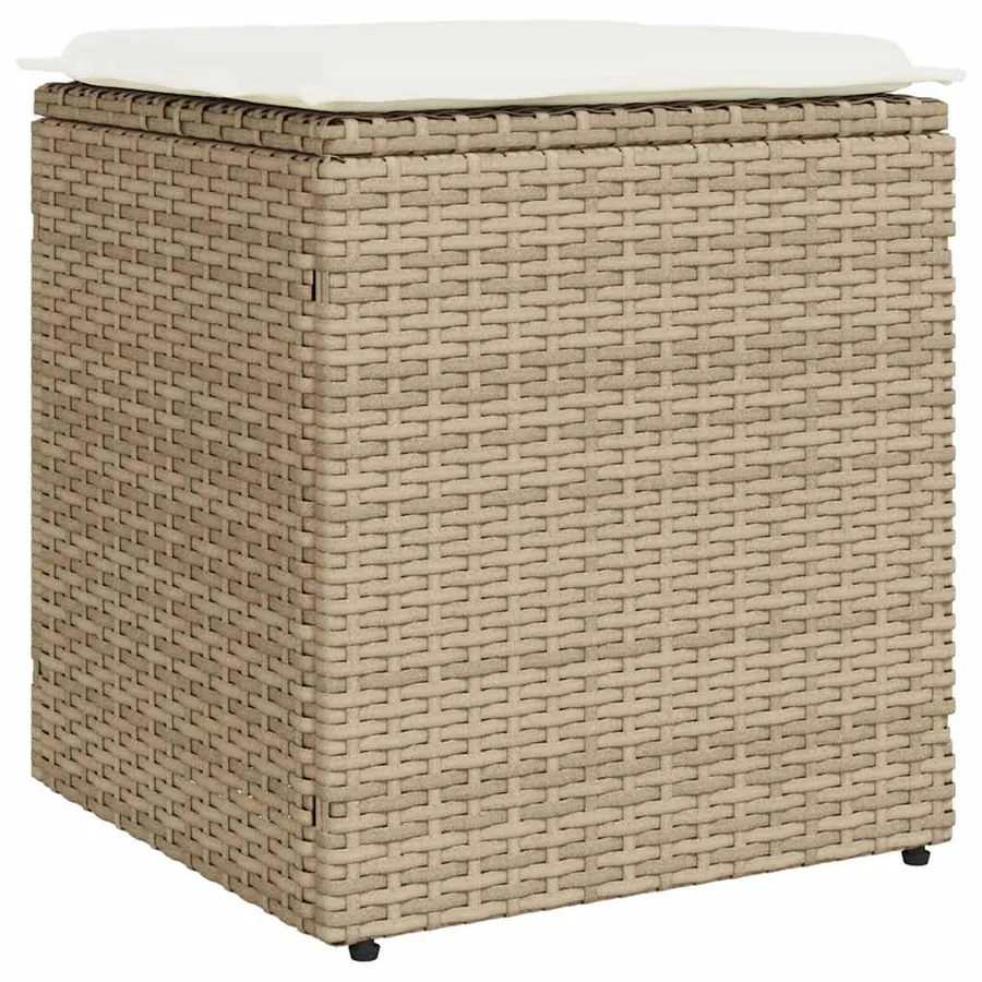 Tabourets de jardin avec coussins lot de 2 beige résine tressée - 5