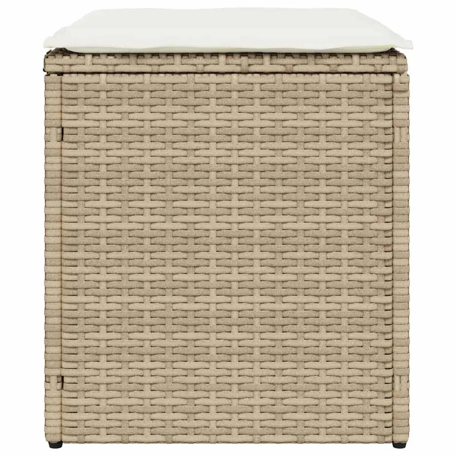 Tabourets de jardin avec coussins lot de 2 beige résine tressée - 7