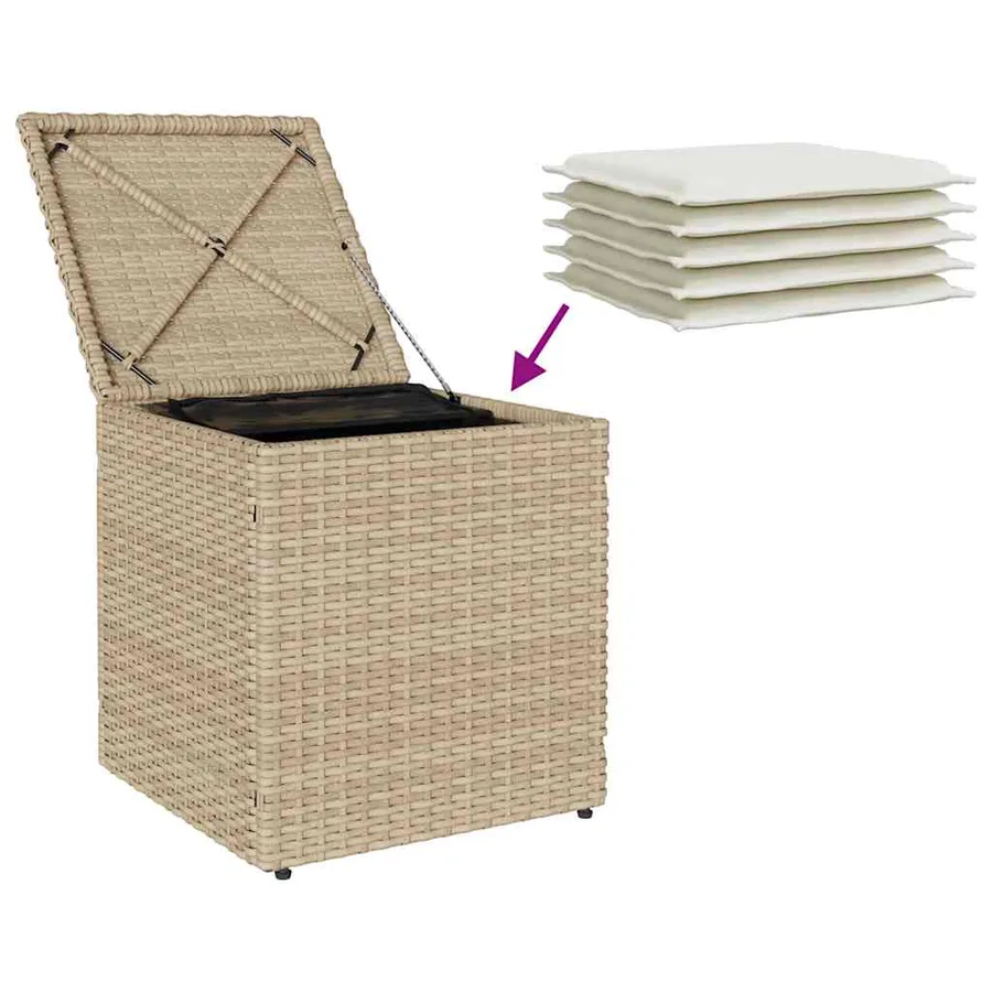 Tabourets de jardin avec coussins lot de 2 beige résine tressée - 9