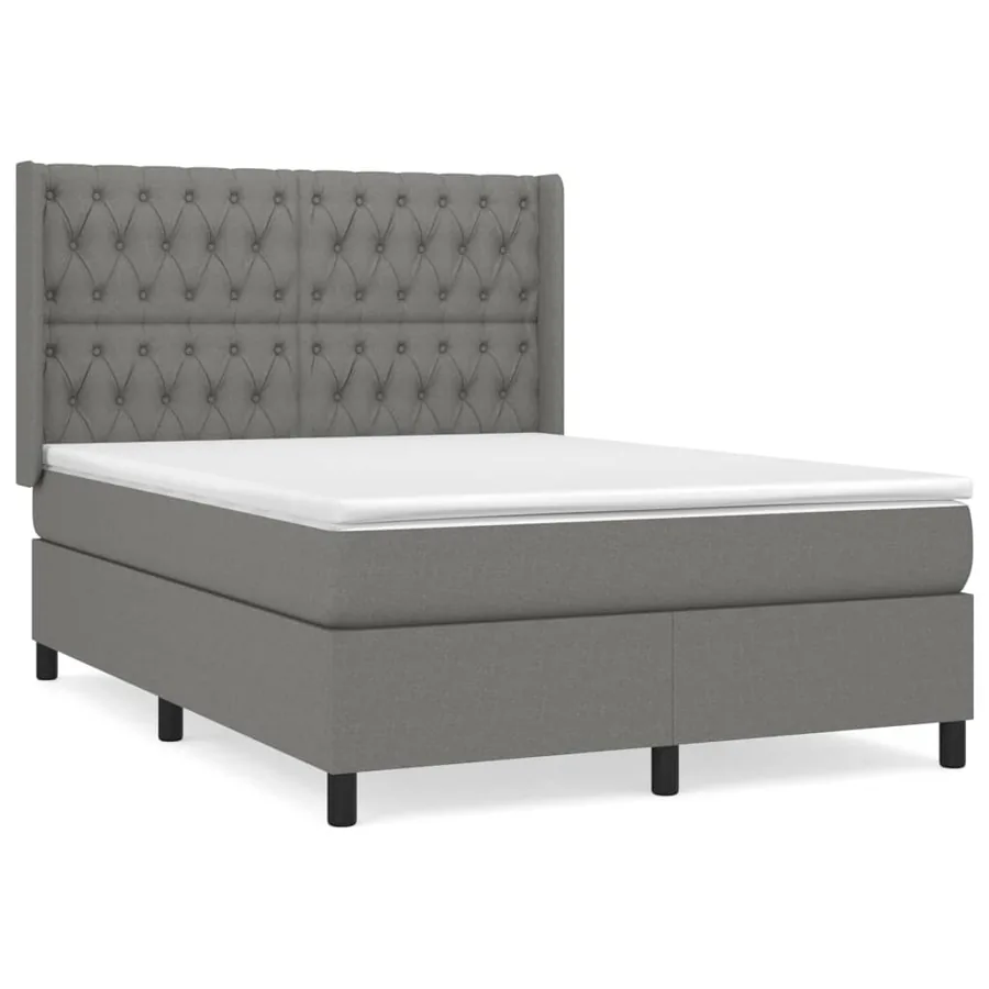 Sommier à lattes de lit avec matelas Gris foncé 140x190cm Tissu - 2