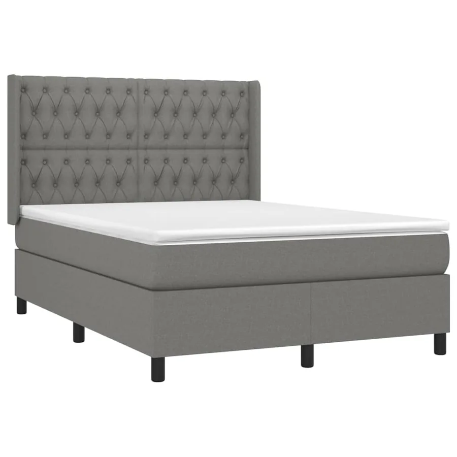 Sommier à lattes de lit avec matelas Gris foncé 140x190cm Tissu - 3