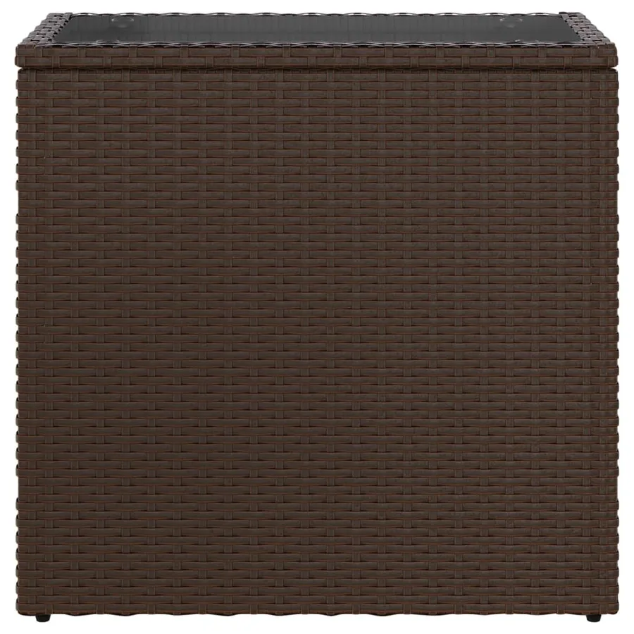 Table d'appoint de jardin avec dessus en verre marron rotin - 5