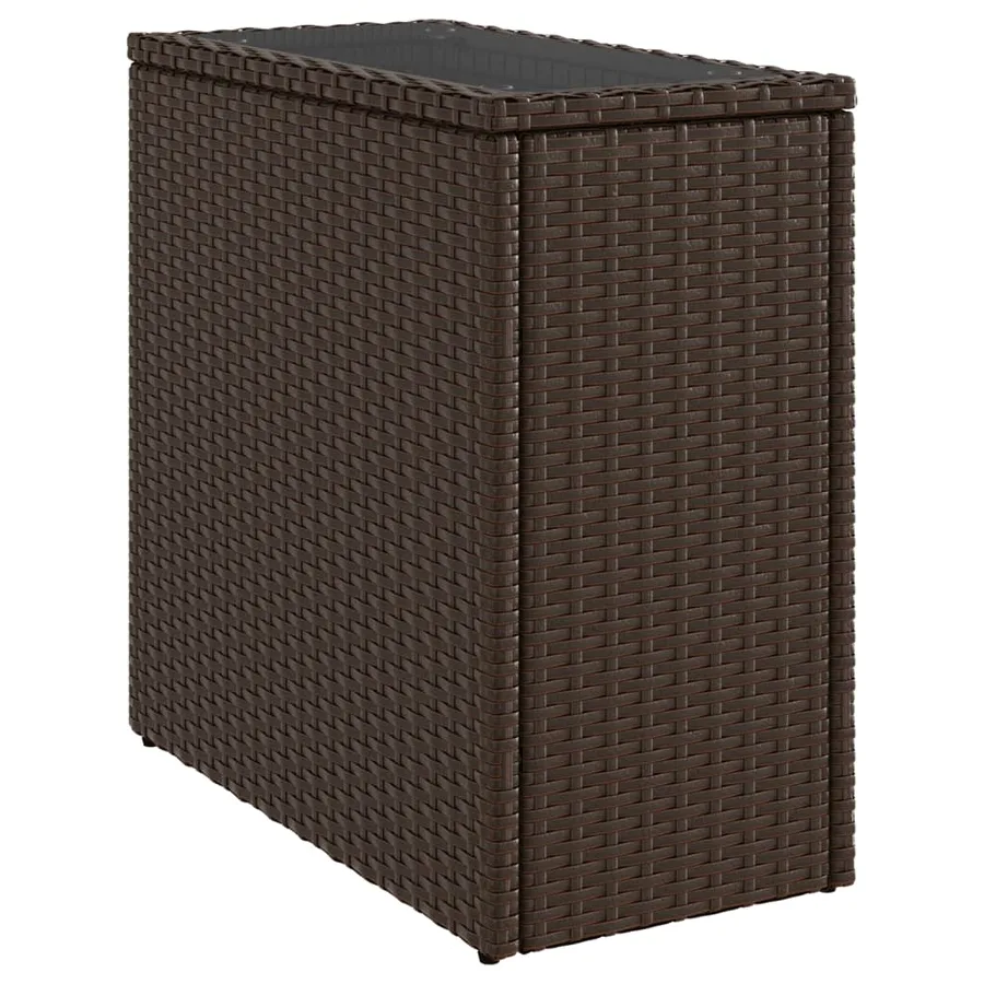 Table d'appoint de jardin avec dessus en verre marron rotin - 7