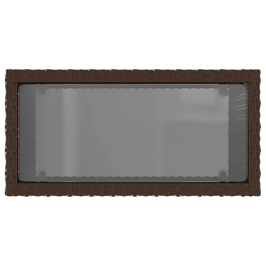 Table d'appoint de jardin avec dessus en verre marron rotin - 8