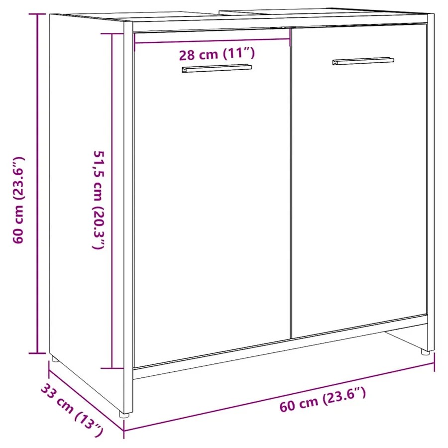 Armoire lavabo de salle de bain gris béton 60x33x60 cm - 11