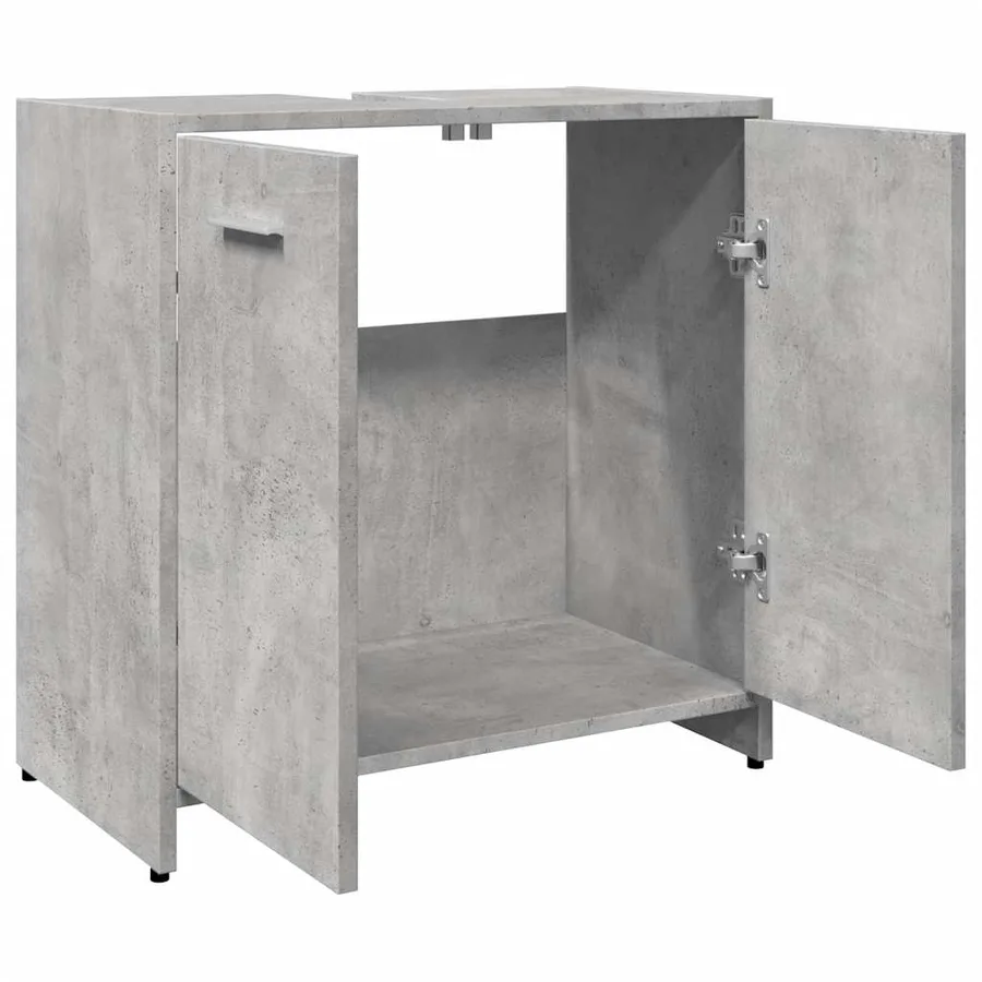 Armoire lavabo de salle de bain gris béton 60x33x60 cm - 6