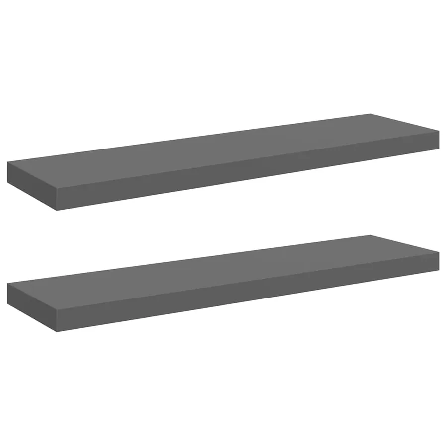 Étagère murale flottante 2 pcs Gris brillant 90x23,5x3,8 cm MDF - 2