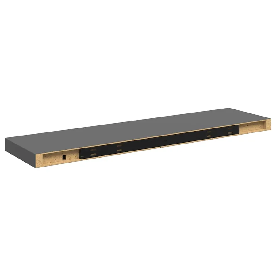 Étagère murale flottante 2 pcs Gris brillant 90x23,5x3,8 cm MDF - 9