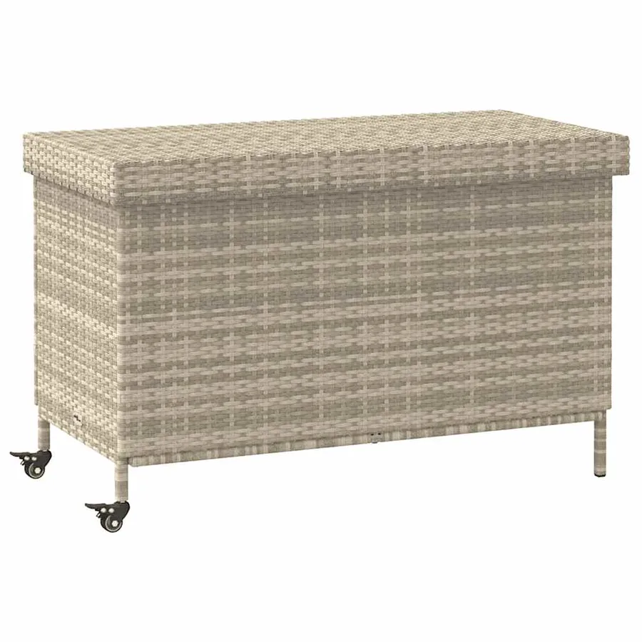 Boîte de rangement de jardin et roues gris clair résine tressée - 2