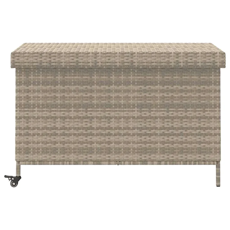 Boîte de rangement de jardin et roues gris clair résine tressée - 4