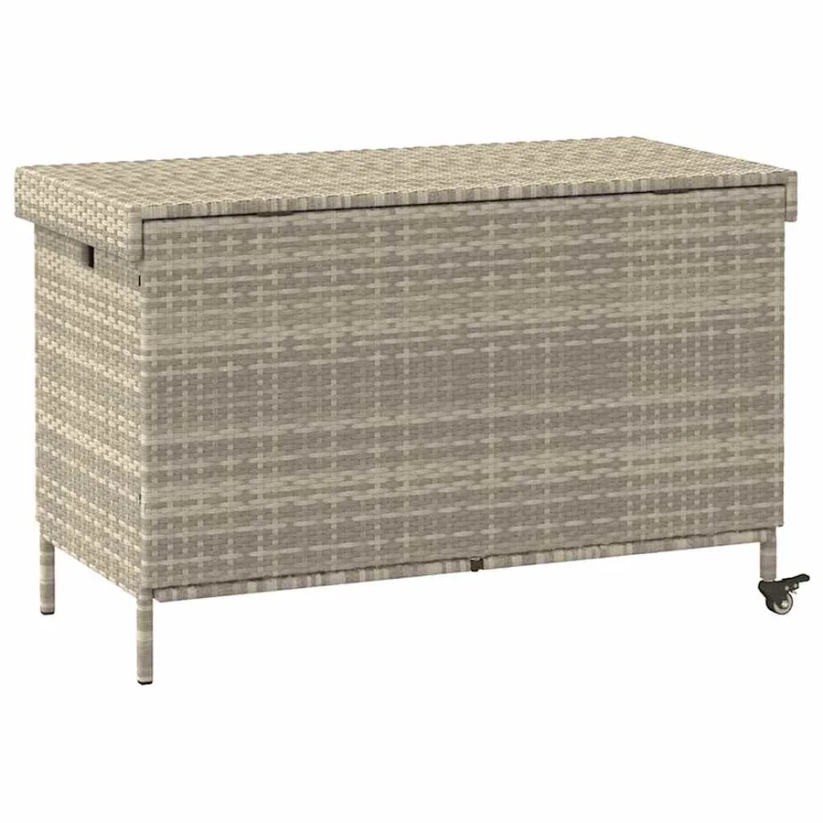 Boîte de rangement de jardin et roues gris clair résine tressée - 6
