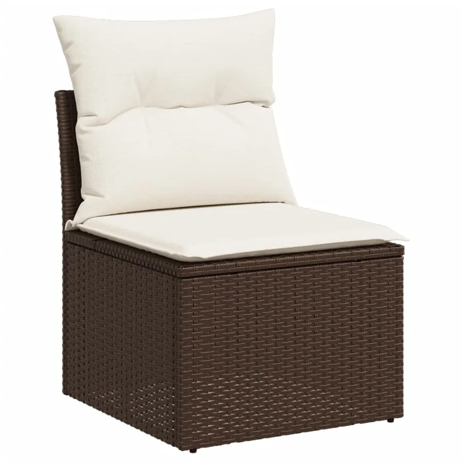 Salon de jardin 4 pcs avec coussins marron résine tressée - 5