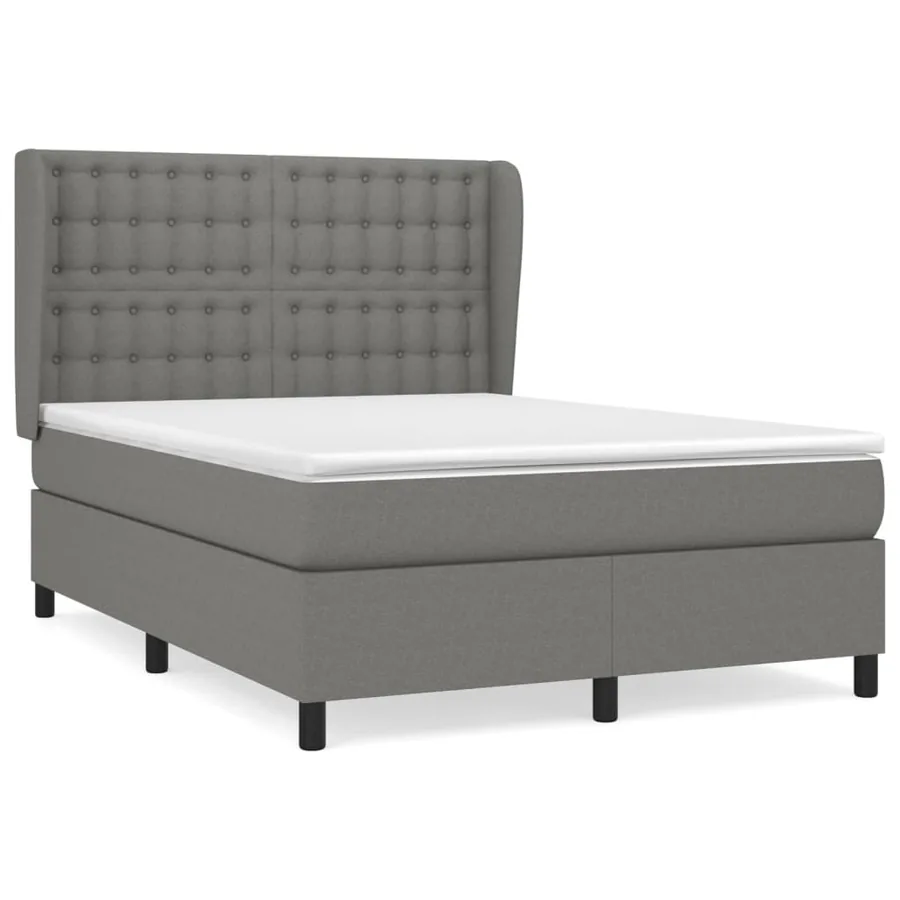 Sommier à lattes de lit avec matelas Gris foncé 140x190cm Tissu - 2