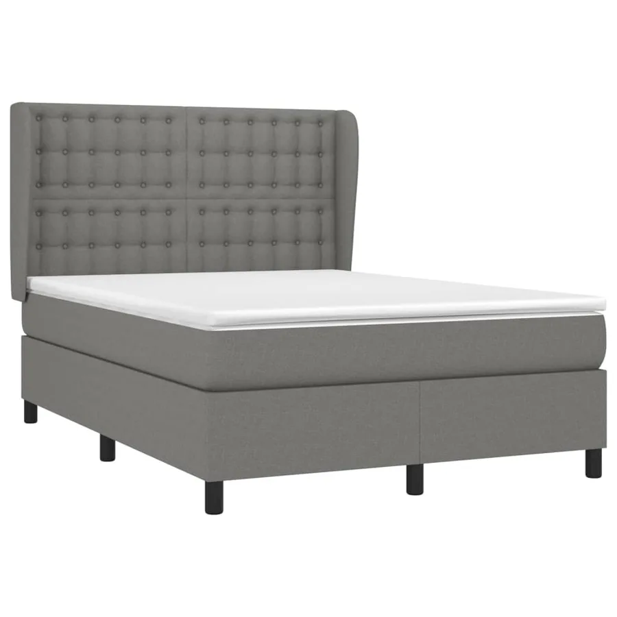 Sommier à lattes de lit avec matelas Gris foncé 140x190cm Tissu - 3
