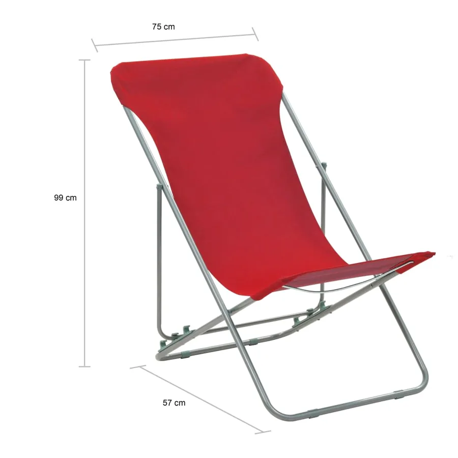 Chaises de plage pliables lot de 2 Acier et tissu oxford Rouge - 10