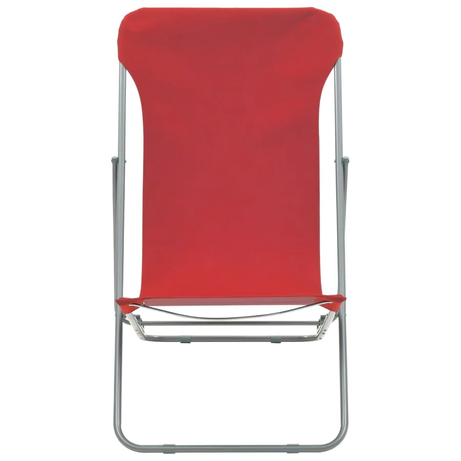 Chaises de plage pliables lot de 2 Acier et tissu oxford Rouge - 3