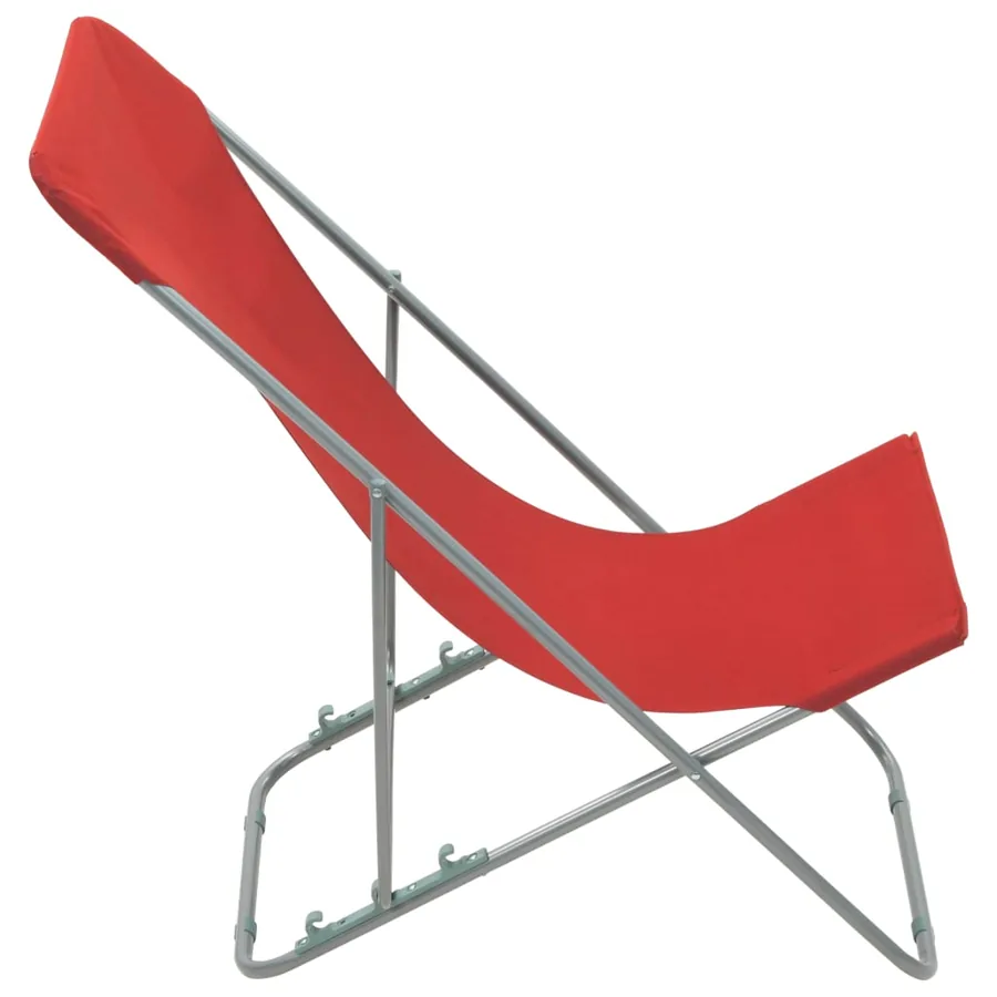 Chaises de plage pliables lot de 2 Acier et tissu oxford Rouge - 4