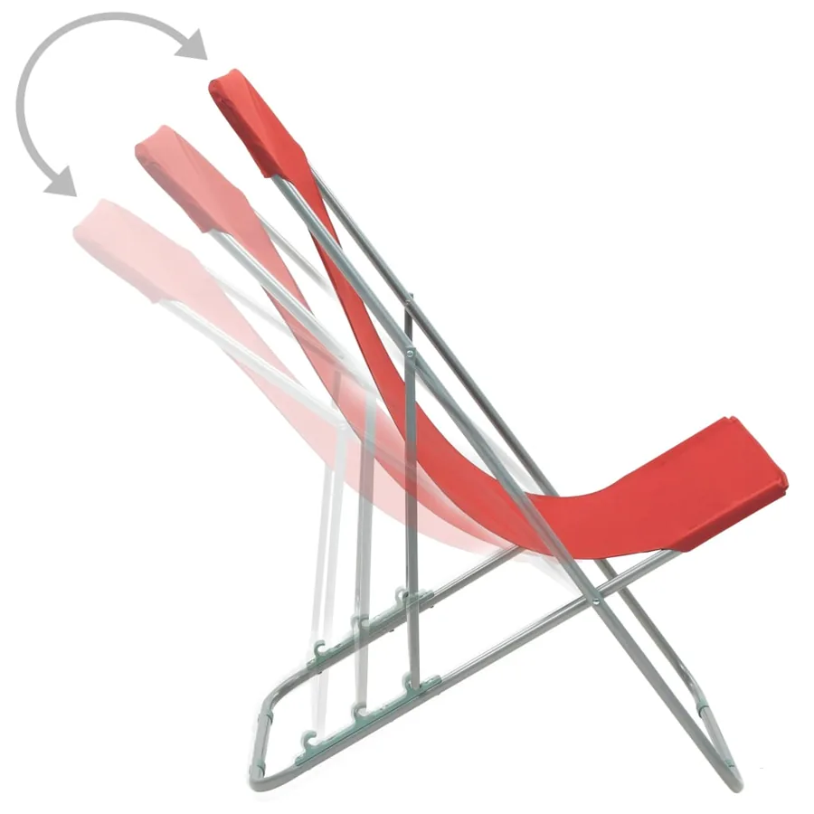 Chaises de plage pliables lot de 2 Acier et tissu oxford Rouge - 5