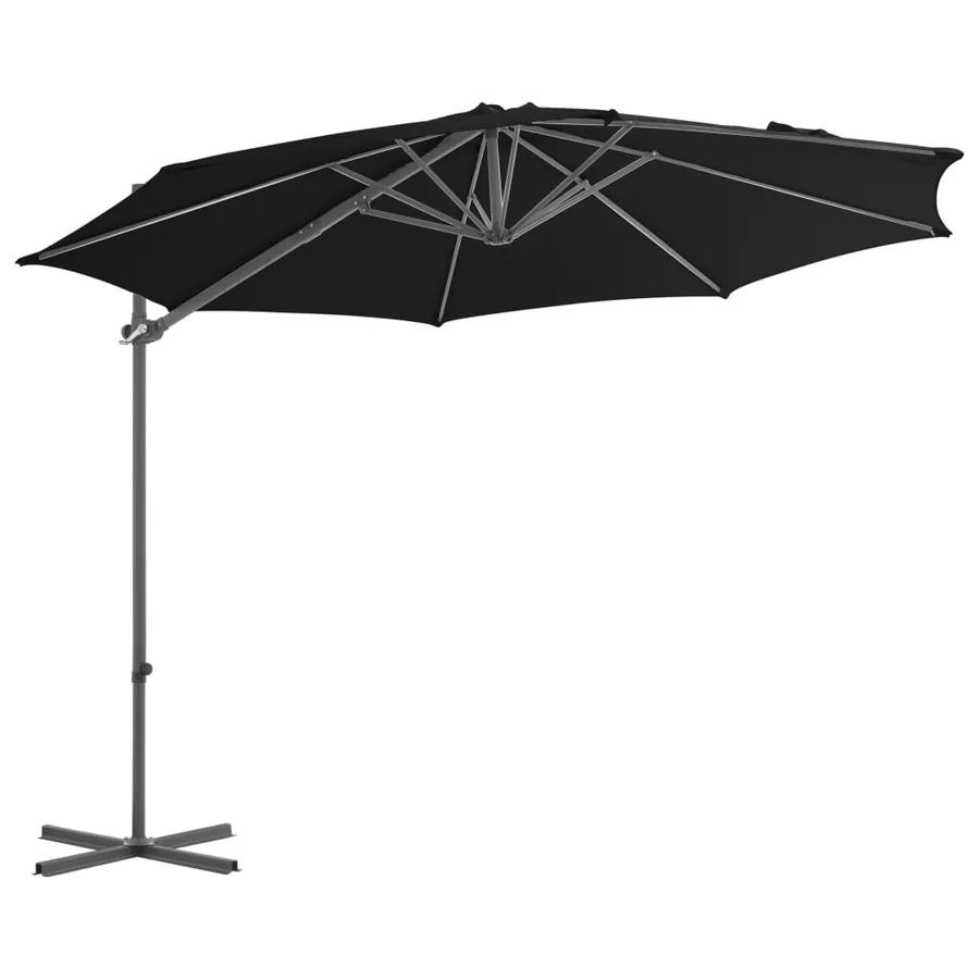 Parasol de jardin en porte-à-faux avec mât en acier noir 300 cm - 2