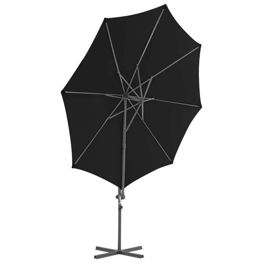 Parasol de jardin en porte-à-faux avec mât en acier noir 300 cm - 3