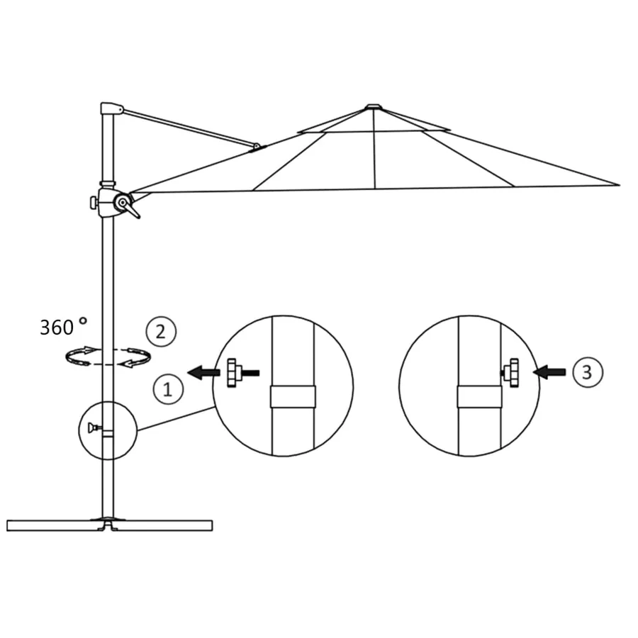 Parasol de jardin en porte-à-faux avec mât en acier noir 300 cm - 8