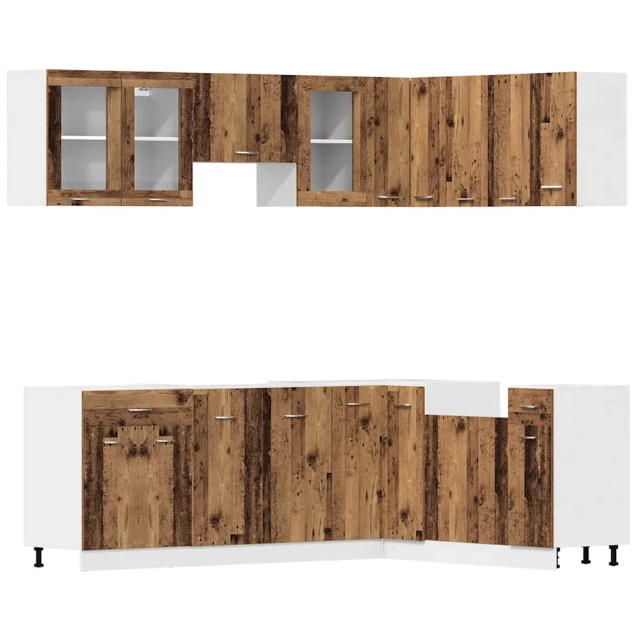 Ensemble de 11 meubles de cuisine "Lyon" en bois d'ingénierie vieilli - 2