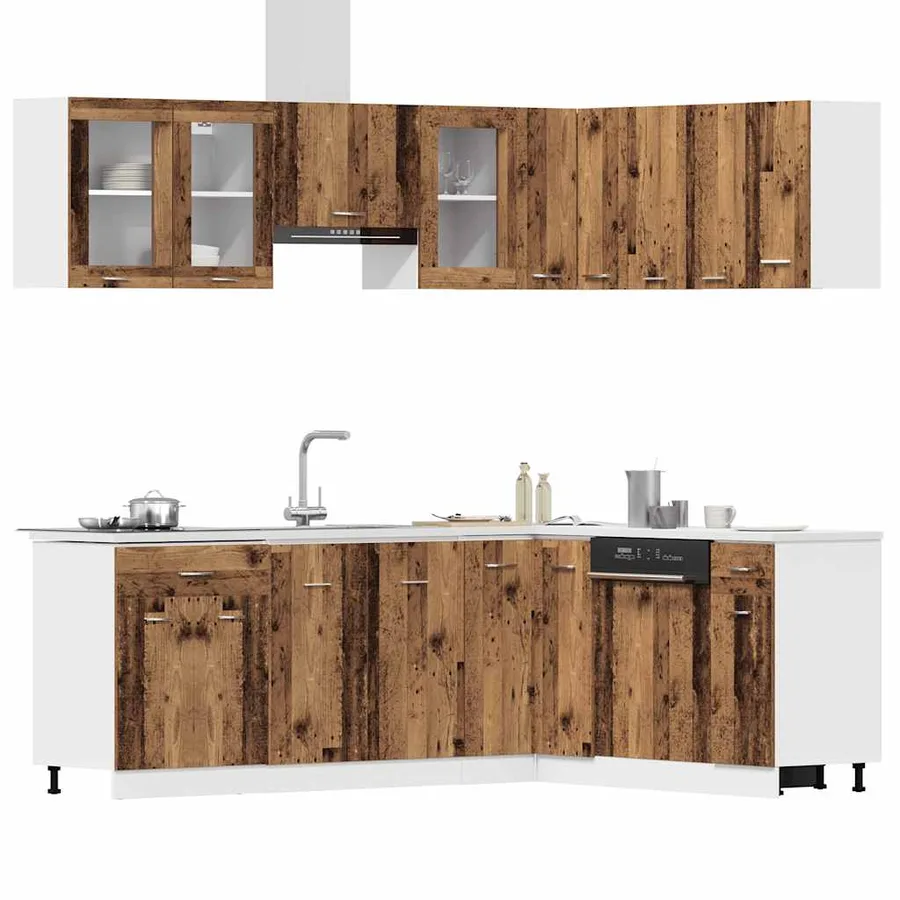 Ensemble de 11 meubles de cuisine "Lyon" en bois d'ingénierie vieilli - 3